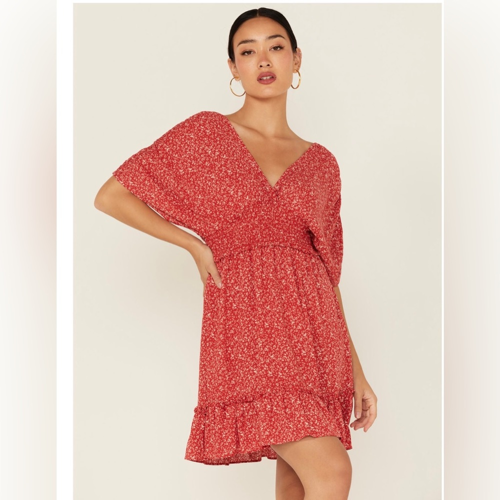 LUSH WOMEN'S DITSY FLORAL PRINT DOLMAN DRESS/TUNIC